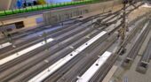 Bau der Oberleitung im gesamten Bahnhof fertig.